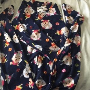 Women’s goat print footed fleece pajamas